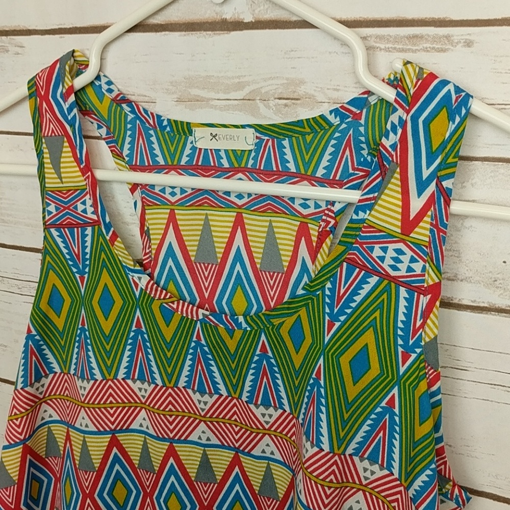 Everly Tribal Multicolored Racerback Tank, Small - Picture 2 of 4